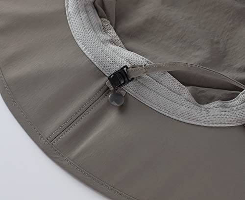 Home Prefer Outdoor UPF50+ Mens Sun Hat with Neck Flap Womens UV Protection Hat Wide Brim Safari Fishing Hiking Gardening Hat - color: Cool Grey