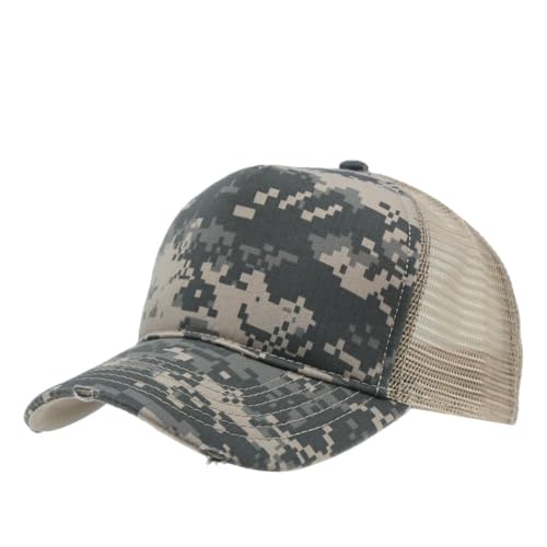 The Vintage Year High Crown Foam Mesh Camouflage Trucker Hat Baseball Cap - color: Distressed Digital Camo