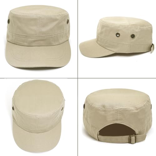 Unisex Basic Cadet Army Caps Everyday Military Style Hat - color: Beige 1
