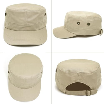 Unisex Basic Cadet Army Caps Everyday Military Style Hat - color: Beige 1