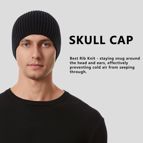 Skull Cap Beanie for Men and Women Warm Winter Hats Knit Beanie Toque for Daily Use - color: Black