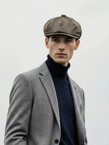 Senker Fashion 2 Pieces Newsboy Cap for Men - color: Dark Grey Khaki