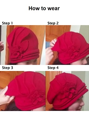 Dahlia Women's Winter Hat - Wool Cloche/Bucket Hat, Slouch, Flower - color: Gray