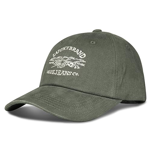 Lucky Brand Classic Cotton Adjustable | Dad Hat | Baseball Cap | Golf | Fishing | Low Profile | 5 Panel Design - color: Blue Jeans Co - Moss