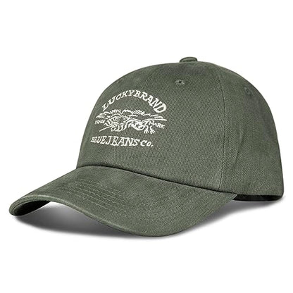 Lucky Brand Classic Cotton Adjustable | Dad Hat | Baseball Cap | Golf | Fishing | Low Profile | 5 Panel Design - color: Blue Jeans Co - Moss