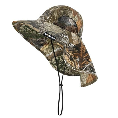 Solaris Small‑Head‑Fit Sun Hat with Neck Flap for Men & Women - color: Pine Woodland Camo, size: One Size