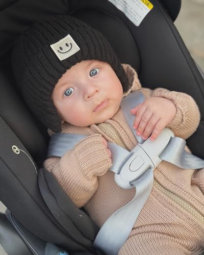 FURTALK Baby Beanie Toddler Winter Warm Hat Infant Soft Fleece Lined with Earflap Cute Knit Kids Caps - color: Black+beige, size: 6-24 Months
