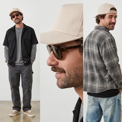 Daxton Men Original Trucker Hat Cotton Twill with Adjustable Snapback 5 Panel A-Frame Cap - color: 2 Pack - All Black, Stone