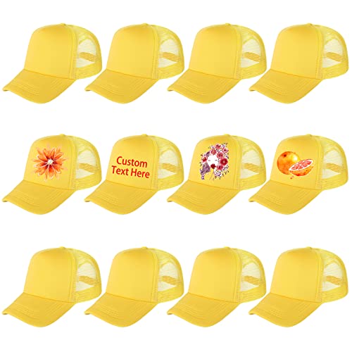 Ultrafun 12 Pack Trucker Hat Mesh Sublimation Blank Hats Men Women - color: 12pack-yellow