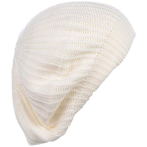 an Fall Winter Knit Beanie Beret Hat for Women Soft Knit Lining Many Styles - color: Ivory