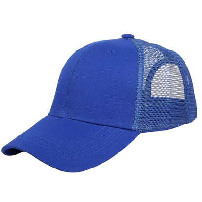 Falari Trucker Hat Baseball Cap Structured Plain Design 6 Panel, Adjustable Size - color: 1pk Royal