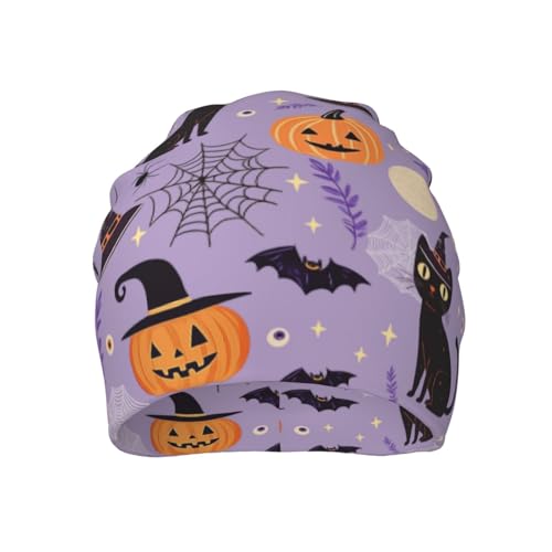 Slouchy Beanie Hat Skull Cap Chemo Headwear Baggy Hats for Men Women Running Cycling - color: Halloween Pumpkin