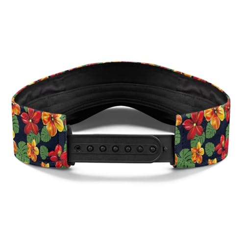 Cool Styles Sun Visor Hats 21.65~23.62 inches Adjustable Open-Top caps Quick-Dry Visor Cap - color: Large Tropical Flowers