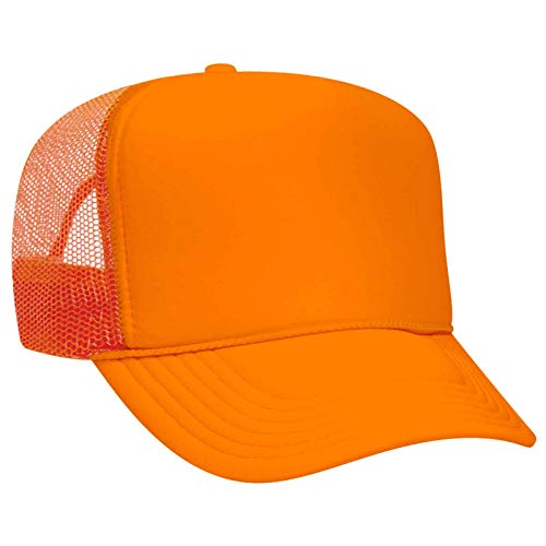 OTTO Wholesale 12 x Polyester Foam Front 5 Panel High Crown Mesh Back Trucker Hat - (12 Pcs) - color: N. Orange