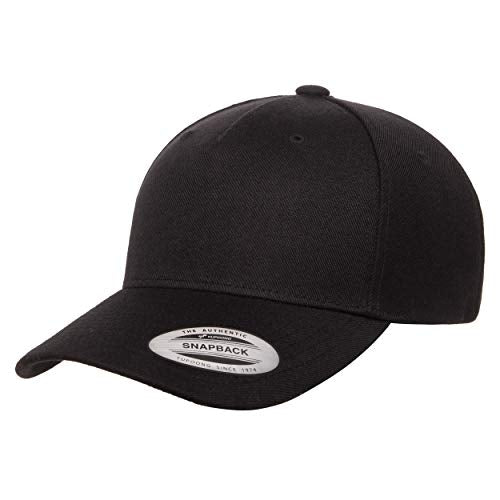 Yupoong Men's Yp Classics™ 5-Panel Premium Curved Visor Snapback Cap - color: Black