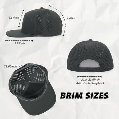 Quick Dry Baseball Cap Flat Brim Snapback Golf Hat for Men Women - color: Black+darkgrey+navy+burgundy