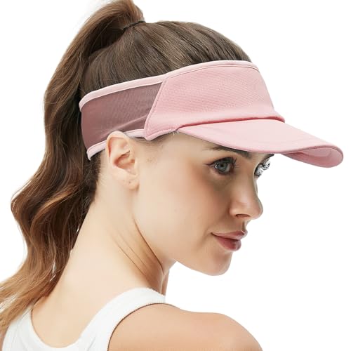 Sports Sun Visor for Women Men, Summer Cooling Stretchy Visors Hats - color: Light Pink