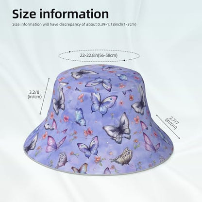Bucket Hat for Men Women Packable Reversible Printed Summer Hats - color: Butterfly