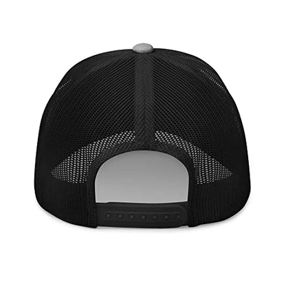 NG Boat Bring Out Ass and Titties Curved Bill Trucker Hat Mid Crown Adjustable Funny Adult Humor Cap - color: Heather/ Black