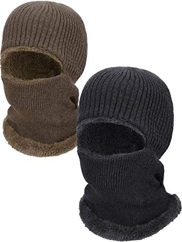 SATINIOR 2 Pcs Ski Masks Winter Balaclava Fleece - color: Dark Grey, Khaki, size: One Size