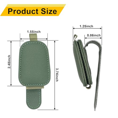 Yuoyar Magnetic Leather Sunglasses Holder for Car, 2 Packs (Green) - color: Green