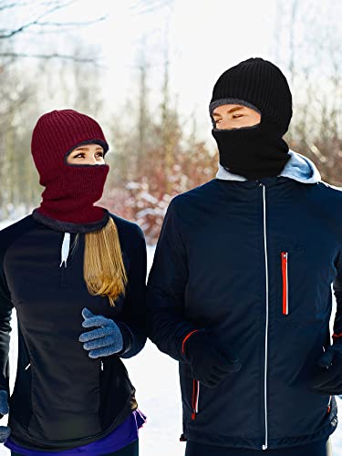 SATINIOR 2 Pcs Ski Masks Winter Balaclava Fleece - color: Black, Red, size: One Size