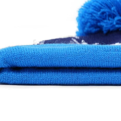 Christmas Hat 2 Pack Light Up Knitted Beanie Hat Xmas Santa Holiday Cap LED Lights - color: Blue+red