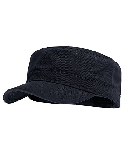 NYFASHION101 Fashionable Solid Color Unisex Adjustable Strap Cadet Cap - color: Navy