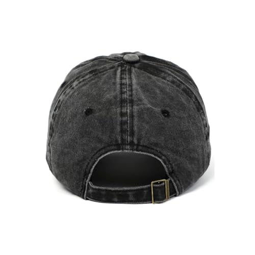 Classic Vintage Distressed Baseball Cap, Washed Cotton, Adjustable Fit - color: F-black