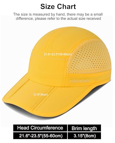 GADIEMKENSD Mens Folding Outdoor Hat Long Brim UPF 50+ Sun Protection - color: Folding Yellow