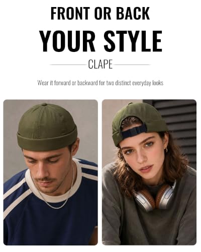 CLAPE Lightweight Breathable Brimless Cap Street Casual Versatile Summer Quick Dry Docker Cap No Brim Sailor Cap Leon Cap - color: Dcx2601-olivebrown
