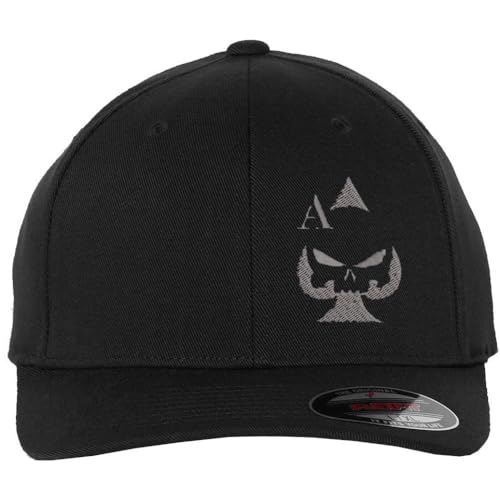 Ace of Spades Sniper Gun Punisher Embroidered Flex Fit Hat | 2nd Amendment Rights Poker Baseball Cap - size: Large-X-Large
