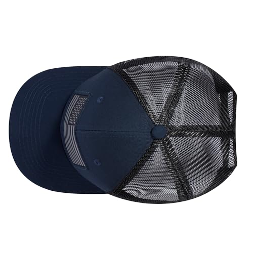 American Flag Trucker Hat, Patriotic Baseball Cap for Men & Women, Breathable Mesh Adjustable Snapback, USA Flag Patch - color: Navy/Black