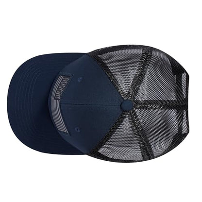 American Flag Trucker Hat, Patriotic Baseball Cap for Men & Women, Breathable Mesh Adjustable Snapback, USA Flag Patch - color: Navy/Black