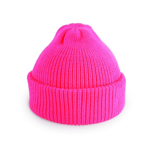 Fisherman Beanie Cuffed Knit Winter Hat Trawler Sailor Watch Cap Men Women - color: Classic (Bubblegum Pink)