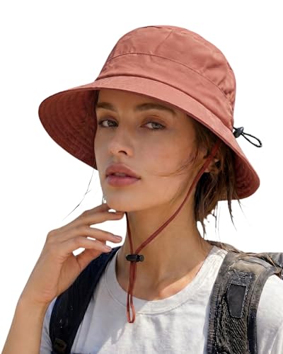 Waterproof Bucket Hat UPF50 Quick Dry Sun Hat for Men Women Lightweight Hiking Fishing Cap Foldable Packable Outdoor - color: Brick Red