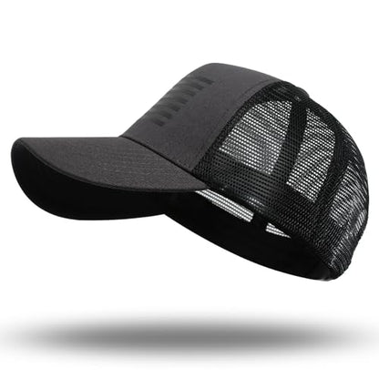 American Flag Trucker Hat - Snapback Hat, Baseball Cap for Men Women - Breathable Mesh Side, Adjustable Fit - for Casual Wear - color: Dark Gray/Black