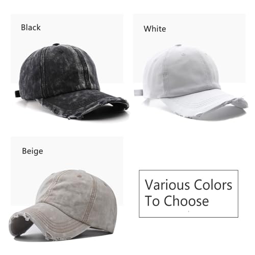 Classic Washed Distressed Vintage Baseball Cap Unconstructed Soft Cotton Denim Dad Hat for Men Women - color: Black