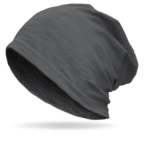 vidsel 100% Cotton Slouchy Beanie, Lightweight Summer Hats for Women Men - color: 1pc Dark Gray, size: Medium