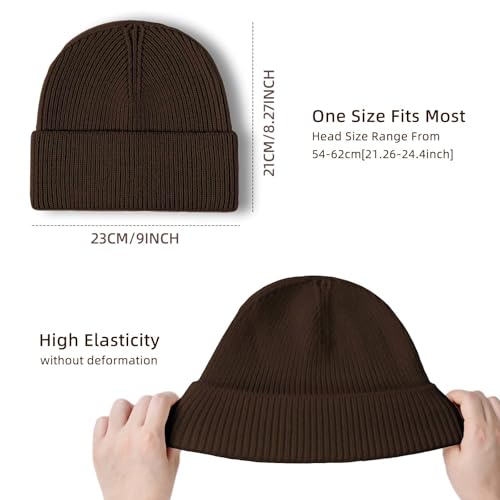 Beanie for Men Women Cuffed Thick Knitted Skull Cap Unisex Winter Hat - color: Coffee