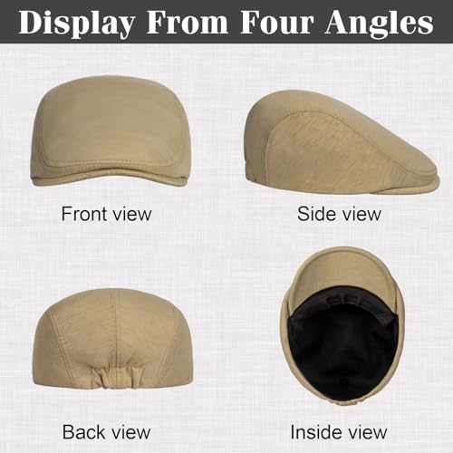 Senker Fashion 2 Pack Newsboy Cap for Men, Wool Blend Tweed Flat Cap - color: Camel Black
