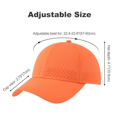 FEINION Men Laser Mesh Breathable Snapback Baseball Cap - color: Orange