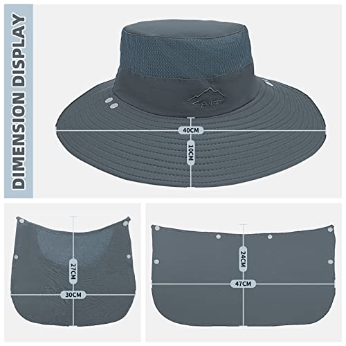 Fishing Hat for Men Sun Protection Hat with Removable Neck Flap Face Cover - color: Dark Grey
