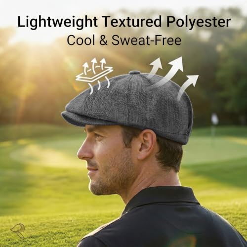 ZLYC Newsboy Cap for Men Summer Flat Cap Lightweight Beret Hat - color: Solid Dark Gray