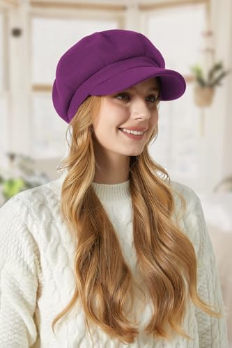 Sumolux Women Beret Newsboy Hat French Cap Classic Winter - color: Purple