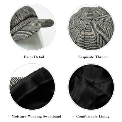 Comhats Women's Wool Winter Warm Newsboy Hats, Fashion Pageboy Beret Cap - color: 99952_grey(satin Lined), size: Large