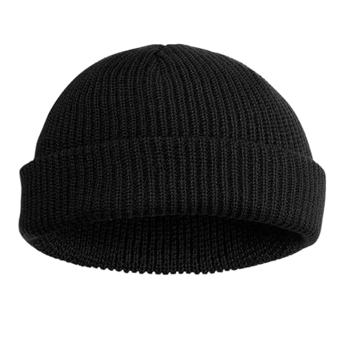 JILANI HANDICRAFT Trawler Beanie Winter Fisherman Beanie for Men Knit Cuff Unisex Skullcap (Acrylic, Black)