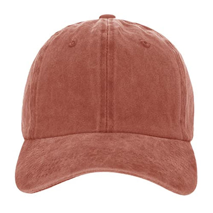 TOPTIE Washed Cotton Dad Baseball Cap - Low Profile Adjustable Hat - color: Orange