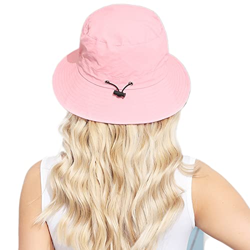 Packable Bucket Hat for Women Waterproof UV Protection Sun Hat - color: Pink