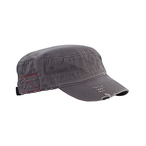 Mega Cap Cotton Distressed Washed Cadet Cap - color: Grey